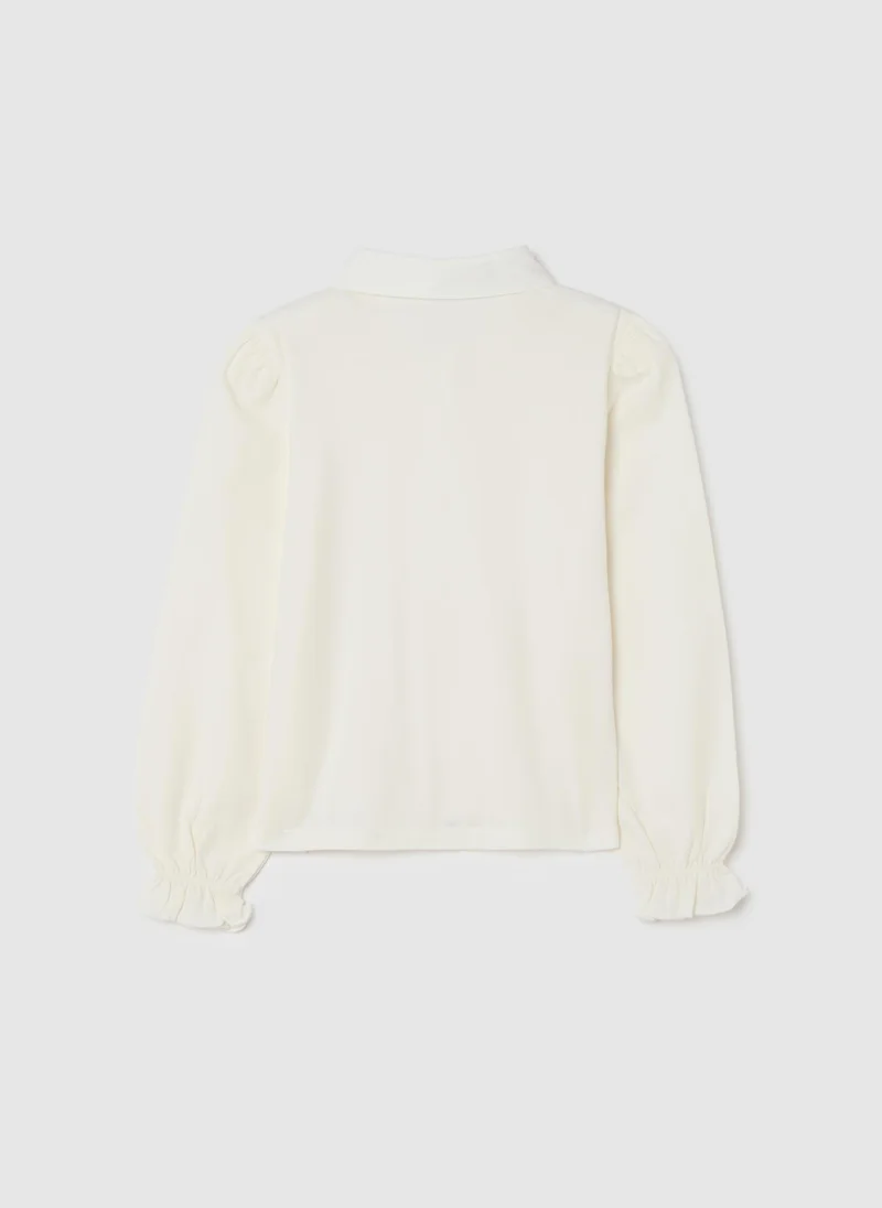 Ovs OVS White Long-Sleeved Shirt In Stretch Cotton